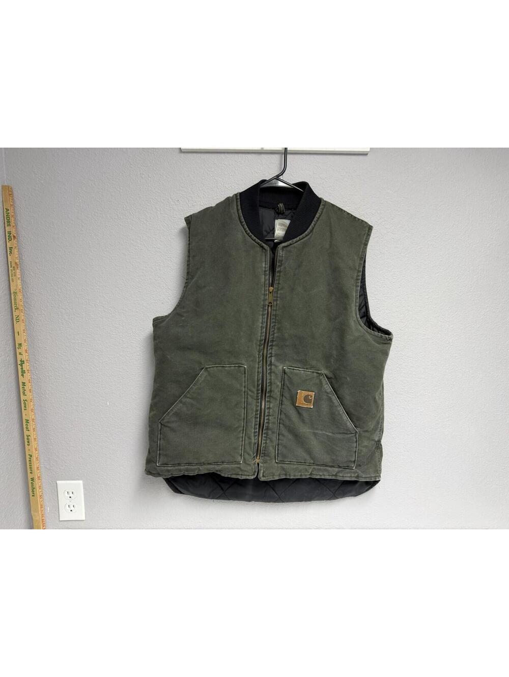VTG Carhartt Quilted Moss Green Vest XL Tall Large USA
